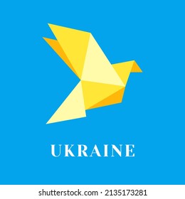 Abstract bird blue and yellow. Support Ukraine. No war. Vector illustration