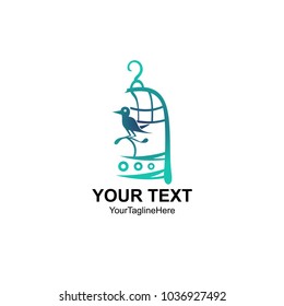 Abstract bird cage vector logo