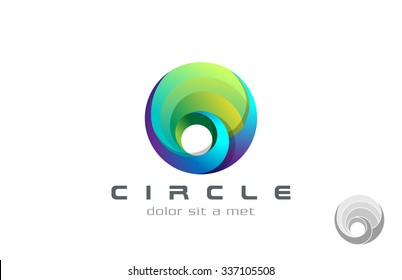 Abstract Bird in Circle Logo design vector template. Creative colorful Business Technology Logotype concept icon.