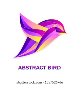 Abstract bird in colorful tones symbol  flight or peace  and development with effect of origami or of cut paper for logo or logotype icons banner and for others things