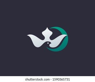 Abstract bird crescent premium logo icon design modern minimal style illustration. Eagle falcon hawk  vector emblem sign symbol mark logotype