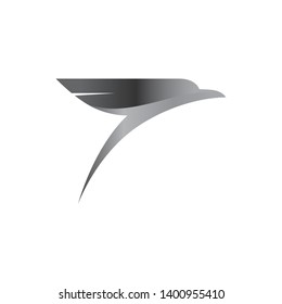 Abstract bird design element, stylized swallow or falcon head icon, three-dimensional modern vector