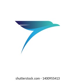 Abstract bird design element, stylized swallow or falcon head icon, three-dimensional modern vector