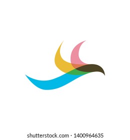 Abstract bird design element, stylized sparrow or dove icon, three-dimensional modern vector