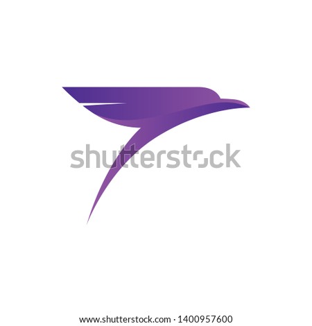 Abstract bird design element, stylized swallow or falcon head icon, three-dimensional modern vector