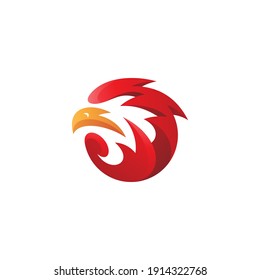 Abstract Bird Eagle Falcon Hawk Head Mascot Logo Design with Gradient Color Style