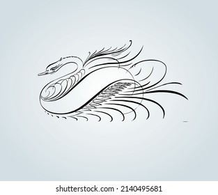 abstract bird with elegant calligraphy strokes for illustration