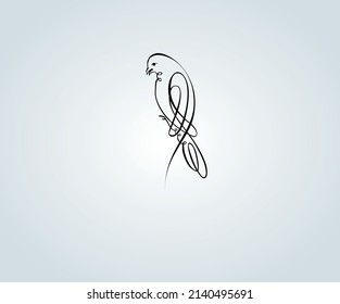 abstract bird with elegant calligraphy strokes for illustration