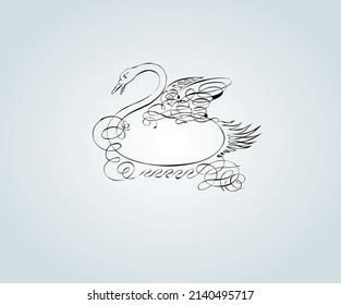 pájaro abstracto con trazos caligráficos elegantes para la ilustración