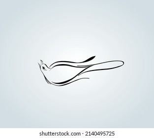 abstract bird with elegant calligraphy strokes for illustration
