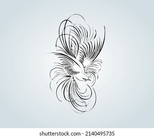 pájaro abstracto con trazos caligráficos elegantes para la ilustración
