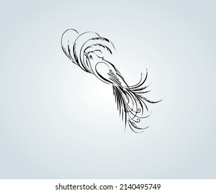 abstract bird with elegant calligraphy strokes for illustration