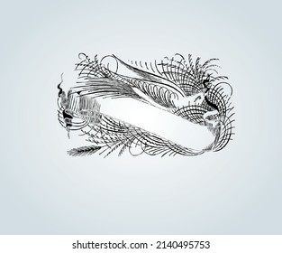 abstract bird with elegant calligraphy strokes for illustration