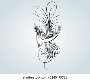 abstract bird with elegant calligraphy strokes for illustration