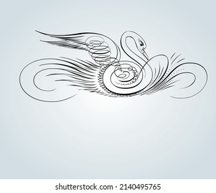 abstract bird with elegant calligraphy strokes for illustration