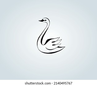 abstract bird with elegant calligraphy strokes for illustration