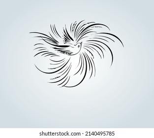 abstract bird with elegant calligraphy strokes for illustration