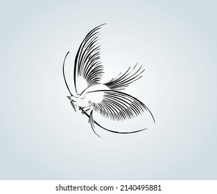 abstract bird with elegant calligraphy strokes for illustration