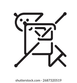 Abstractas pájaro + icono de sobre – arte de línea minimalista para mensajería, correo electrónico y diseño de comunicación social