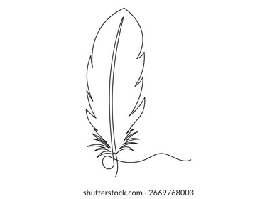 Abstrakte Vogelfeder eine Linie Zeichnung isolieren minimalistischen kontinuierlichen Umriss Illustration