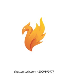 Abstract Bird and Fire Flame Phoenix Logo Icon