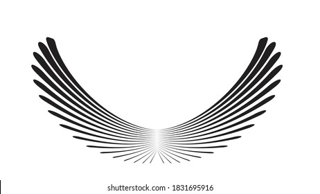Abstract Bird in the Fly . Wings icon . Logo Designed Using Black speed lines . Vector