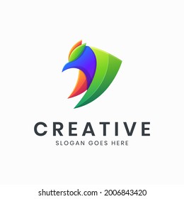 Abstract bird gradient colorful logo template