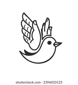 Abstract bird with hands instead of wings. Vector illustration