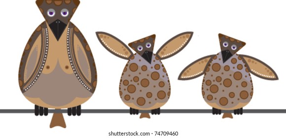 abstract bird and her children