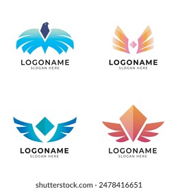 abstract bird icon logo set