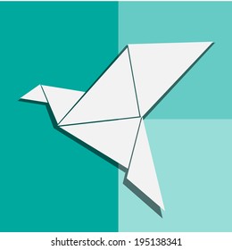 Abstract bird isolated on a blue backgrounds, vector