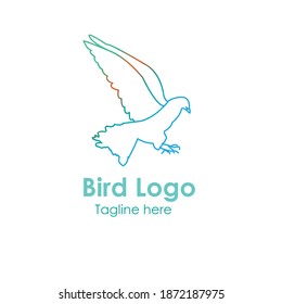 Abstract bird line art logo vector illustration with colorful dummy text.