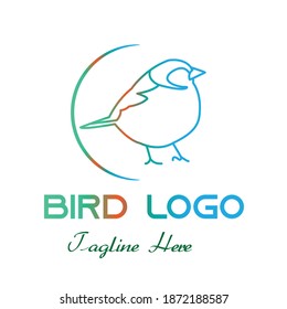 Abstract bird line art logo vector illustration with colorful dummy text.