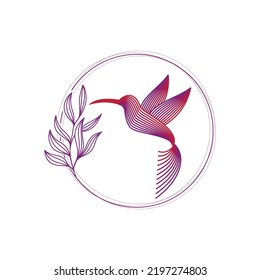 Abstract bird line brid gradient logo design vector