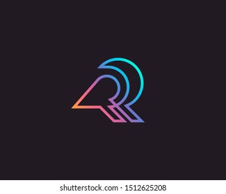 Abstract bird linear logo icon design modern minimal gradient style illustration. Raven vector emblem sign symbol mark logotype