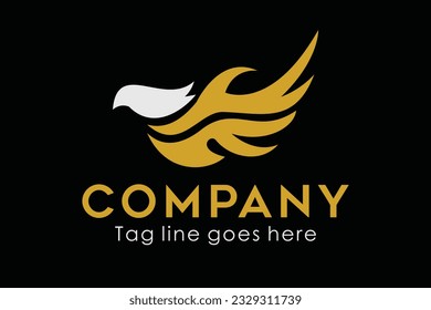 Abstract with bird logo concept with gold color. Suitable for symbol, logo, company, brand name, icon, luxury, elegant, premium logo and many more.