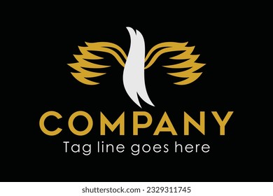 Abstract with bird logo concept with gold color. Suitable for symbol, logo, company, brand name, icon, luxury, elegant, premium logo and many more.