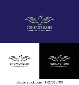 Abstract bird logo design. Creative eagle line symbol. Luxury linear falcon hawk logotype.