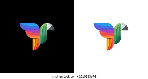 Abstract bird logo design. Creative eagle vibrant gradient symbol. Luxury falcon hawk vector logotype.
