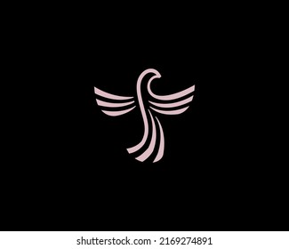 Abstract bird logo design. Graceful flight freedom wings icon mark logotype. Vector illustration.