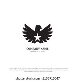 Abstract bird logo design with star. Creative eagle symbol.