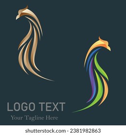 Abstract bird logo design vector on gray background