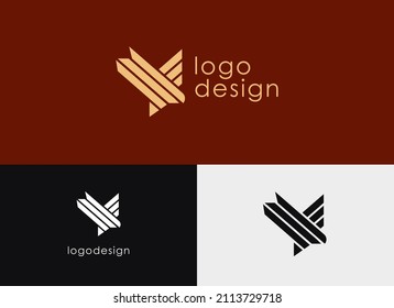 Abstract Bird Logo. Abstract Flying Bird Icon Isolated on Triple Background. Flat Vector Logo Design Template Element.