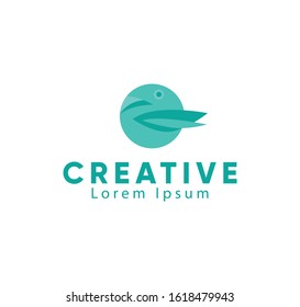 Abstract bird logo icon for corporate identity.