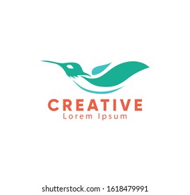 Abstract bird logo icon for corporate identity.