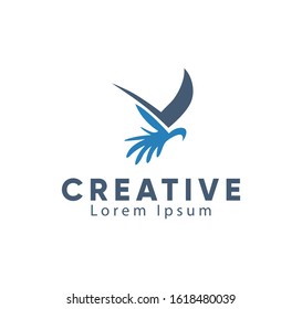 Abstract bird logo icon for corporate identity.