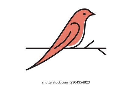 Abstract Bird Logo Line Art Silhouette