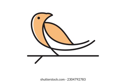 Abstract Bird Logo Line Art Silhouette