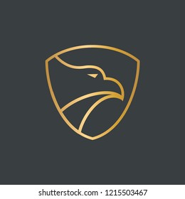 Abstract Bird Logo with shield background design vector template.