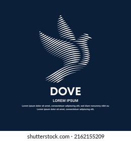 Abstract Bird Logo vector design template. simple line art Vector logo Pigeon Bird, Flying Dove Logotype concept color silhouette on a dark background. EPS 10